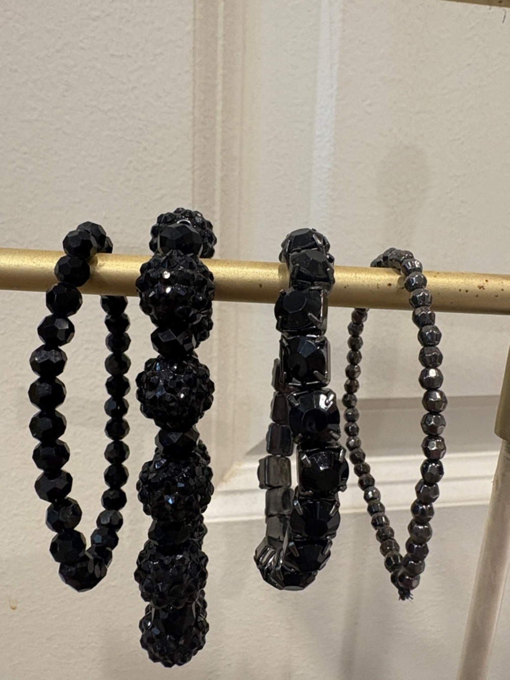 Black Beaded Stretch Bracelet Set for Women